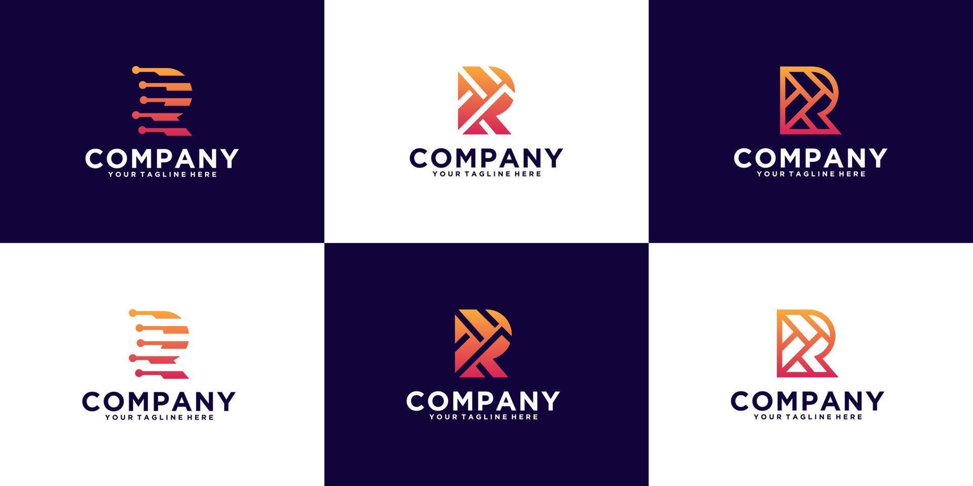 collezione di logo design ispirazione iniziali monogramma lettera r, per nomi di aziende e aziende vettore