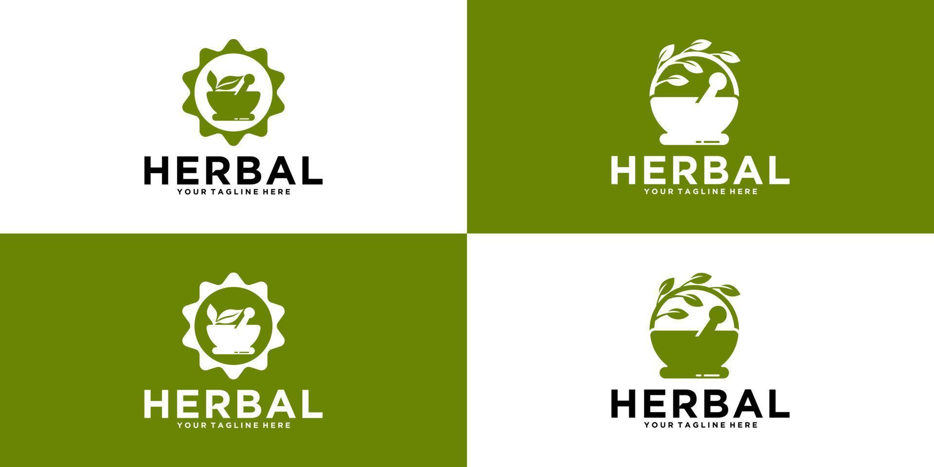 raccolta di design del logo di ingredienti a base di erbe vettore