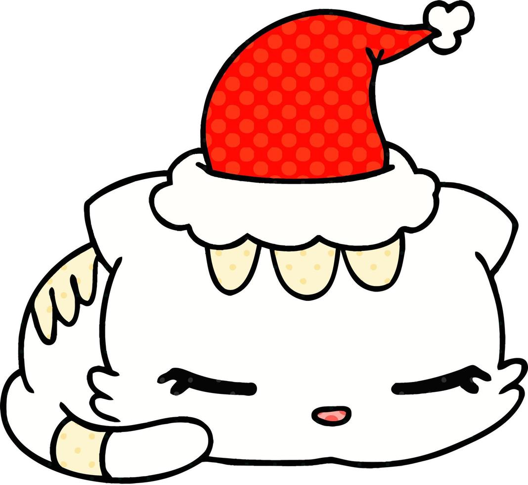 cartone animato di natale del gatto kawaii vettore