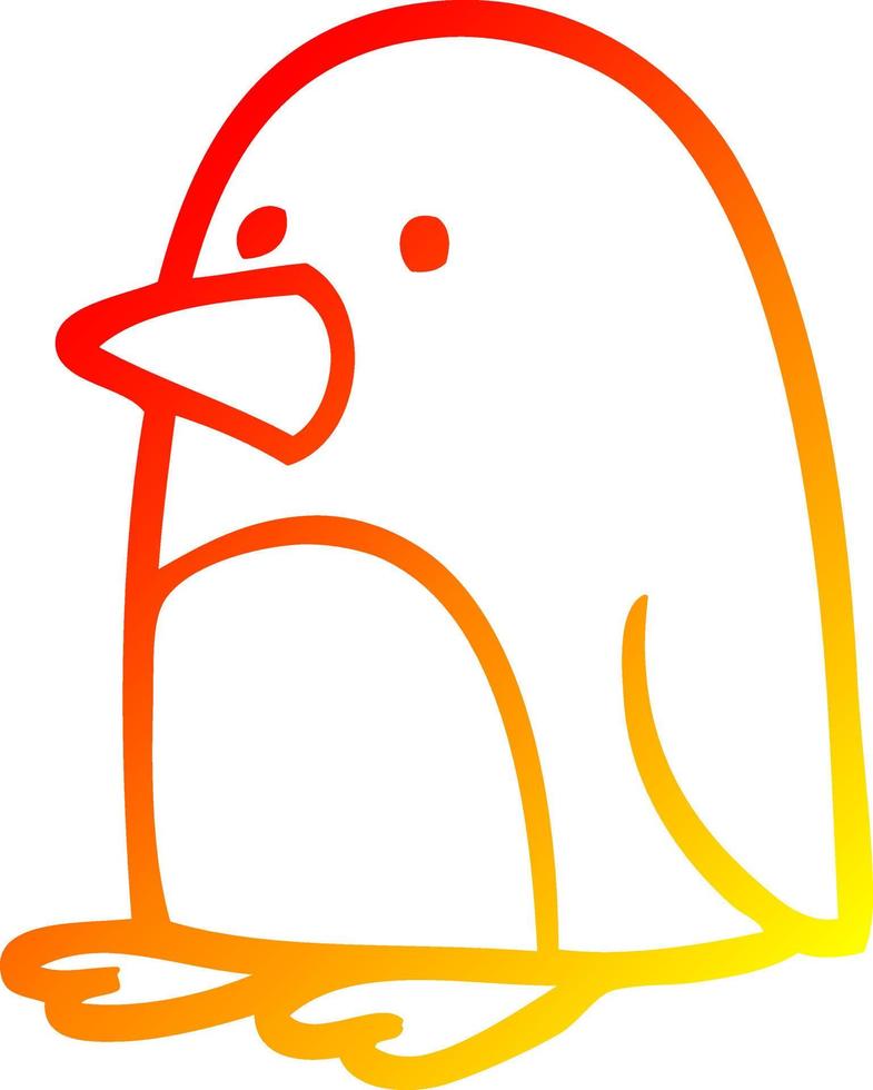 caldo gradiente di disegno a tratteggio cartone animato pinguino di natale vettore