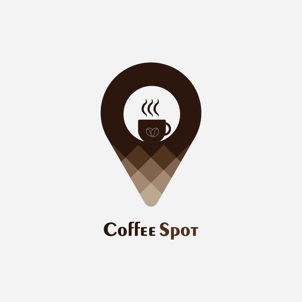 logo della posizione del caffè. simbolo del logo della caffetteria o design del modello dell'icona vettore