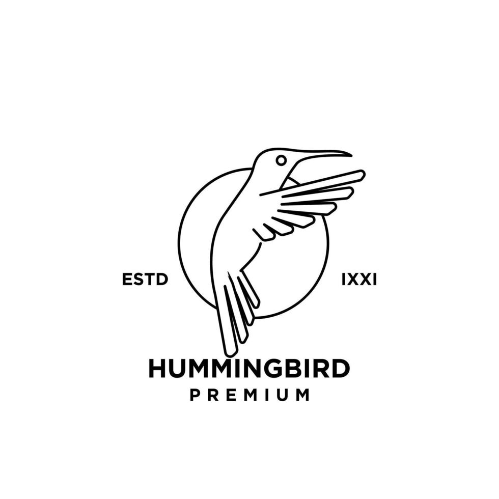 disegno dell'icona del logo del profilo della linea del colibrì vettore