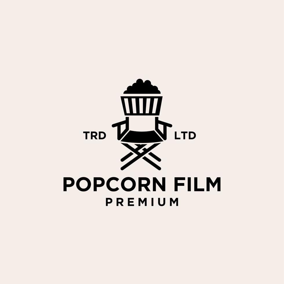 design dell'icona del logo nero di vettore del film del cinema di popcorn premium