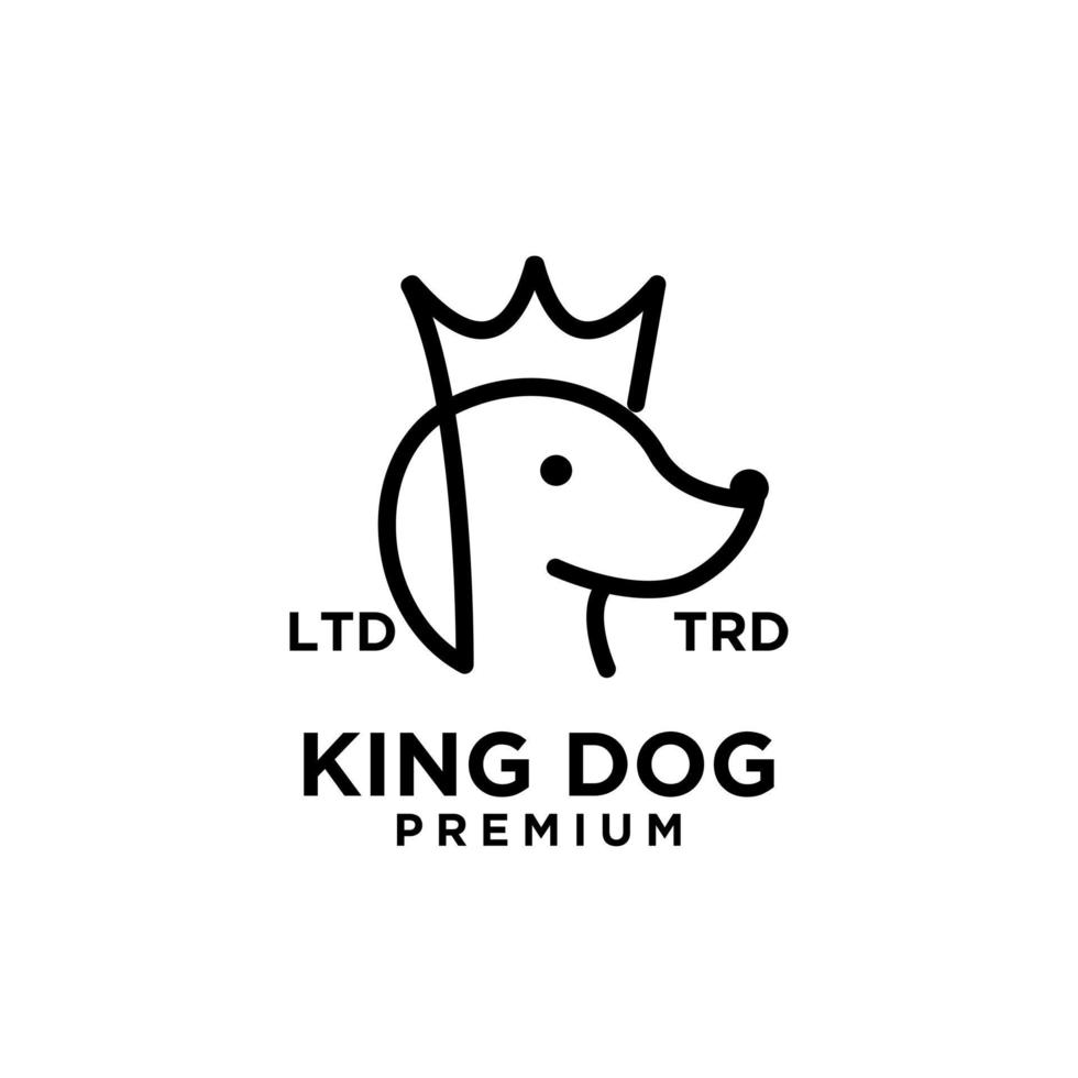 disegno di marchio di vettore di arte della linea della testa del cane del re