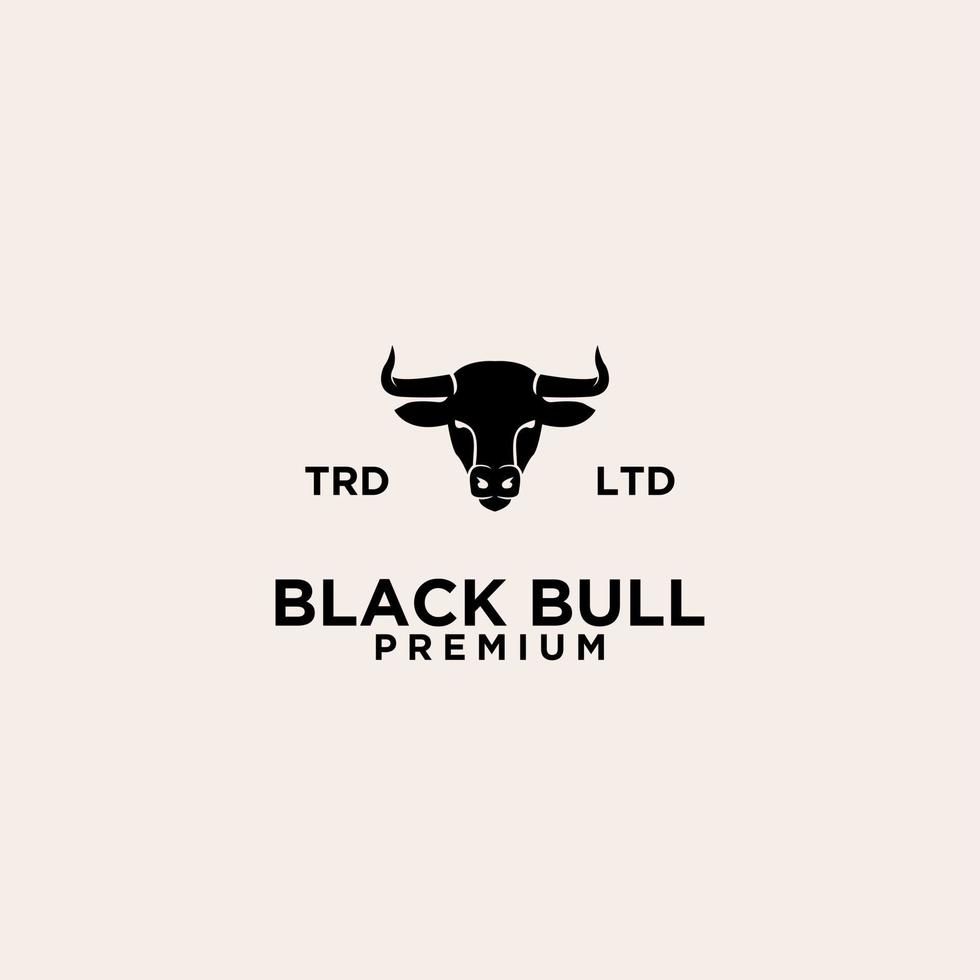 design del logo della testa di toro nero premium vettore
