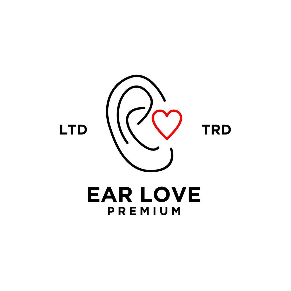 icona di vettore del modello di logo sanitario dell'orecchio di amore