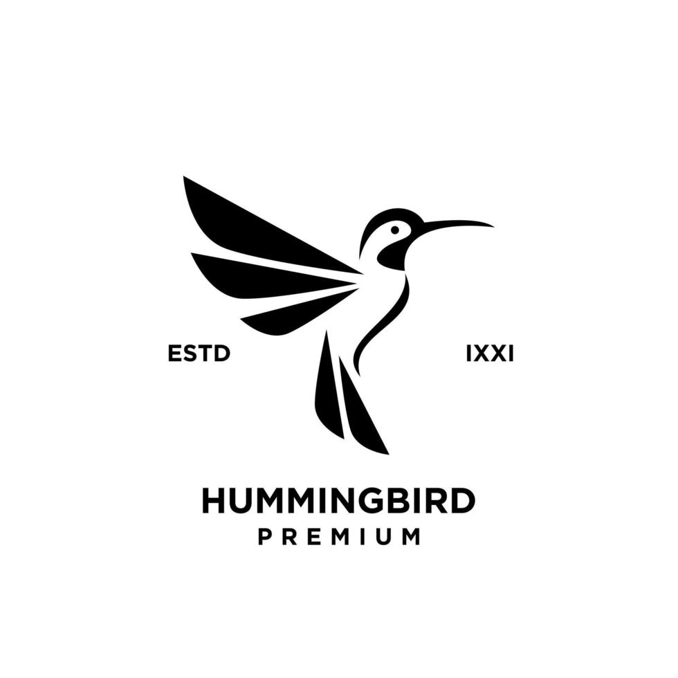 disegno dell'icona del logo della siluetta nera del colibrì vettore