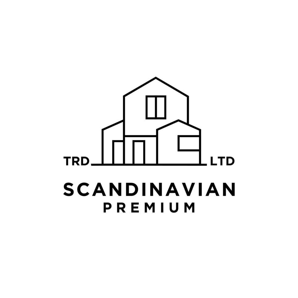 disegno del logo vettoriale dell'illustrazione della casa scandinava