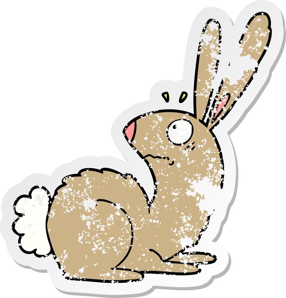 adesivo in difficoltà di un coniglio di coniglio spaventato cartone animato vettore