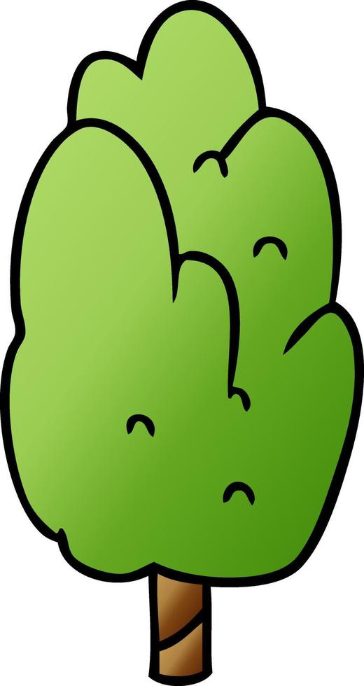 gradiente cartone animato doodle singolo albero verde vettore