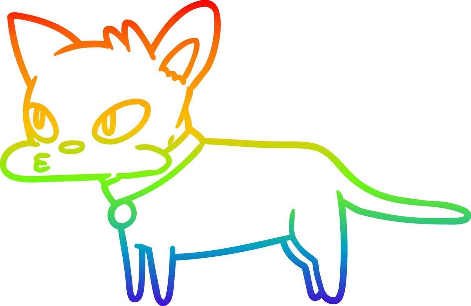 gatto dei cartoni animati di disegno a tratteggio sfumato arcobaleno vettore