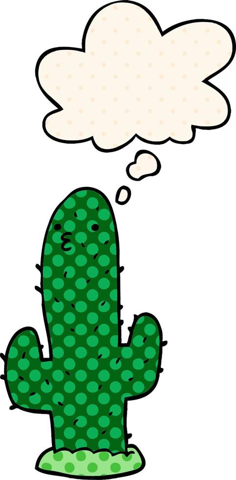 cartone animato cactus e bolla di pensiero in stile fumetto vettore