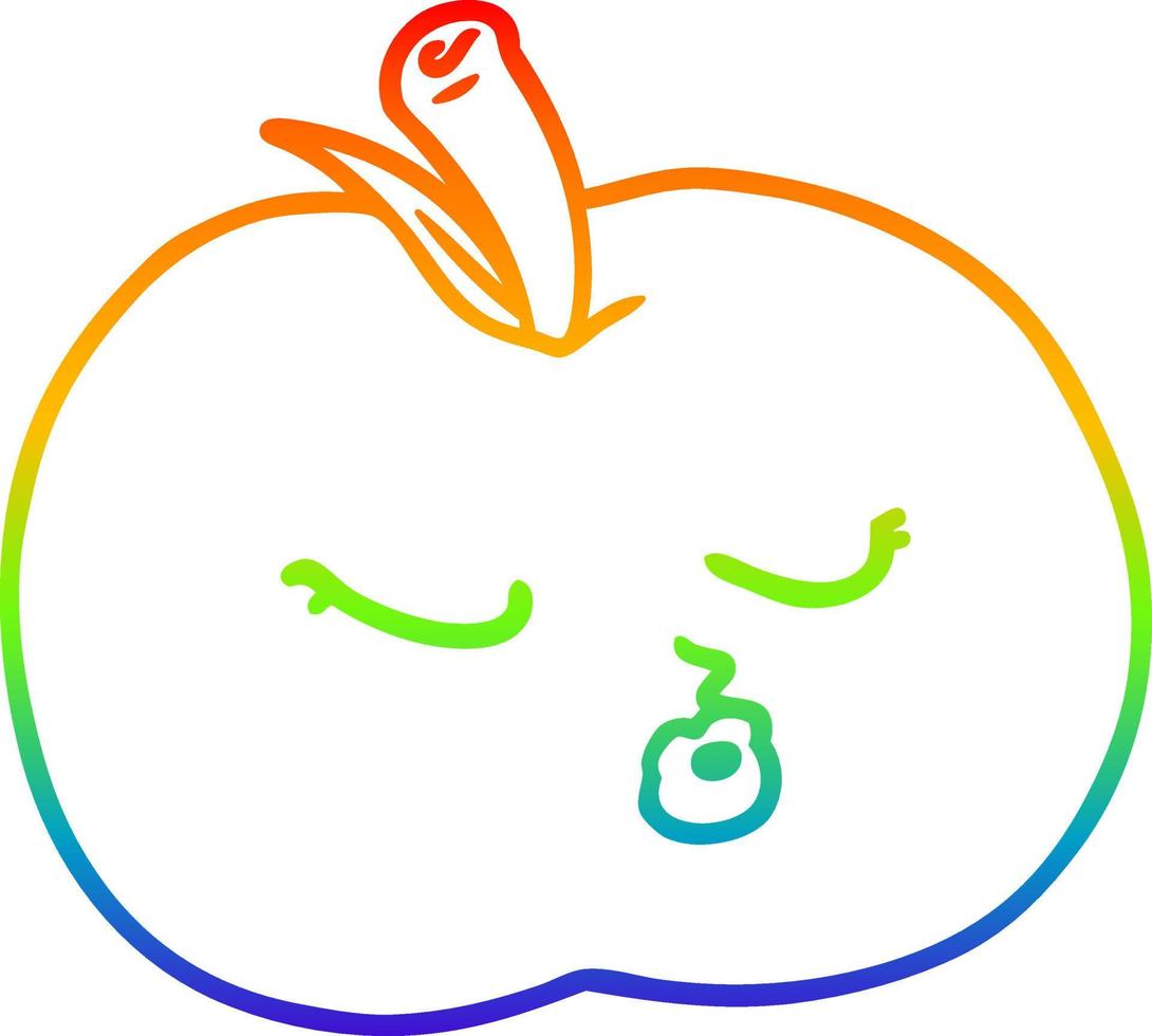 mela del fumetto di disegno a tratteggio sfumato arcobaleno vettore