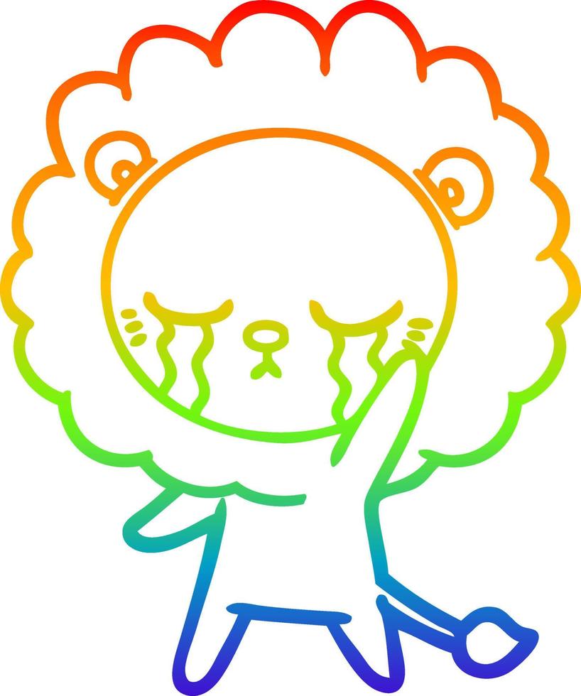 arcobaleno gradiente linea disegno pianto cartone animato leone vettore