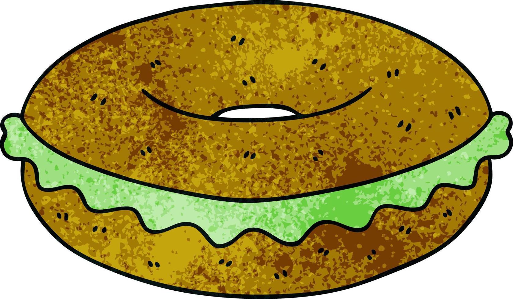 bagel stravagante del fumetto disegnato a mano vettore