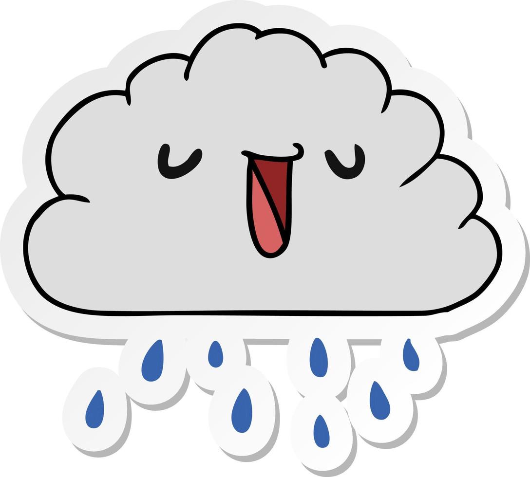 adesivo cartone animato kawaii meteo nuvola di pioggia vettore
