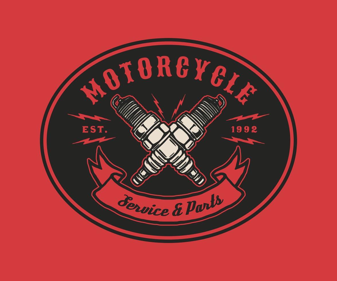 stile vintage disegnato a mano di badge logo moto e garage vettore