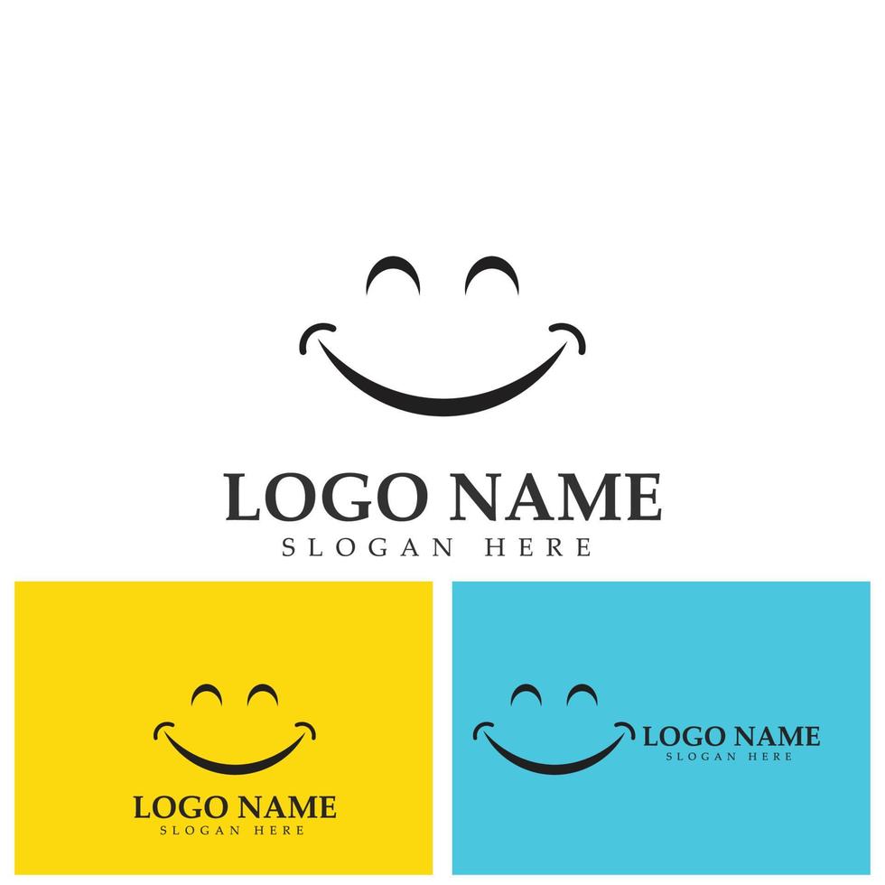 sorriso immagine vettoriale logo e illustrazione del simbolo modello di progettazione su sfondo giallo