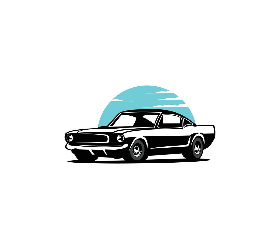 illustrazione vettoriale retrò muscle car. poster vintage di auto Reto. vecchio cellulare isolato su bianco.