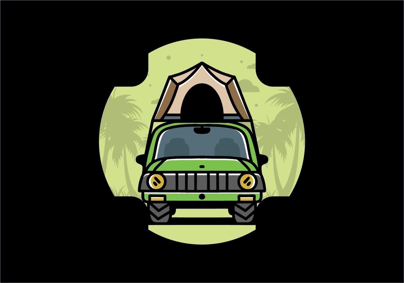 campeggio sul tetto del design del distintivo dell'illustrazione dell'auto vettore