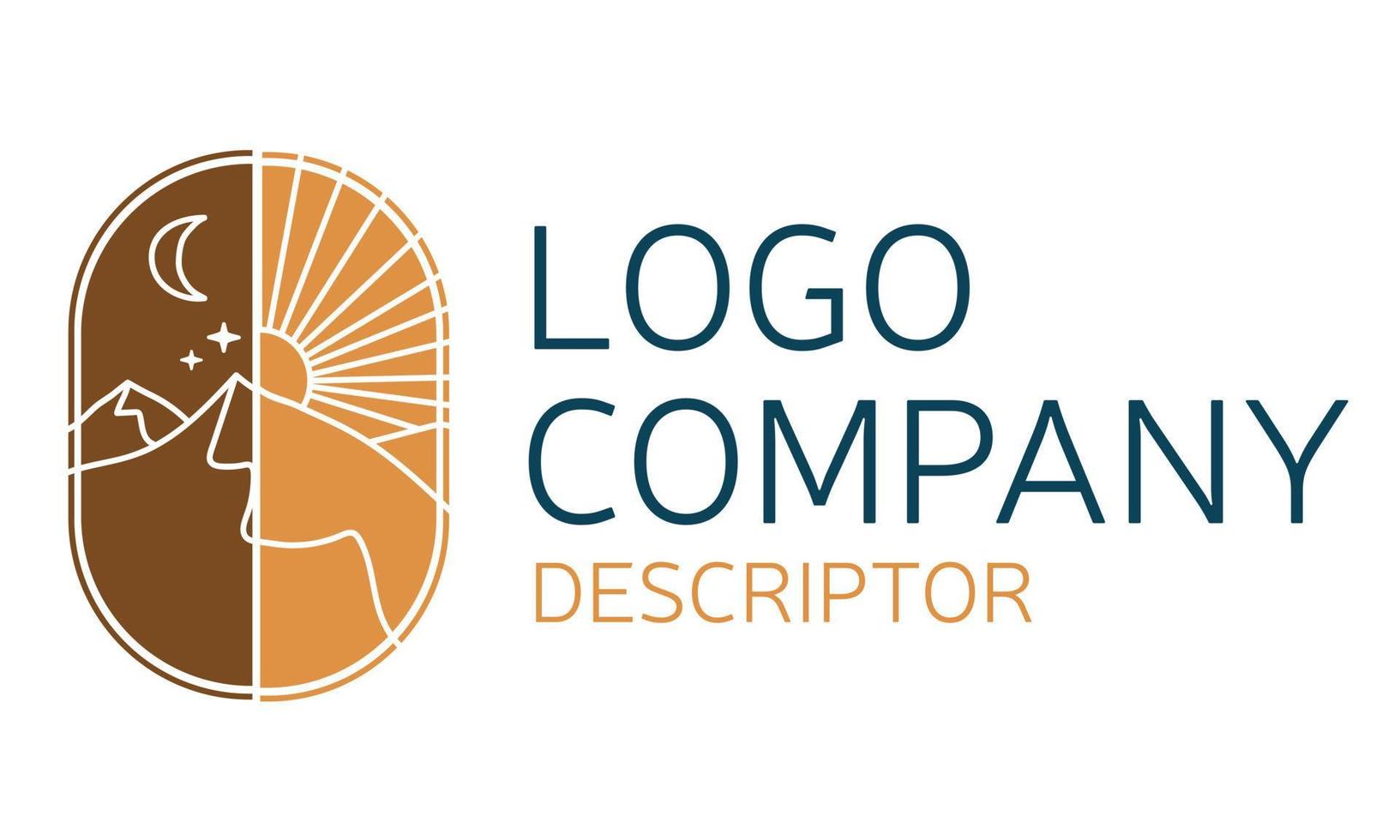 concetto di design del logo a due semicerchi. logo luna logo sole vettore