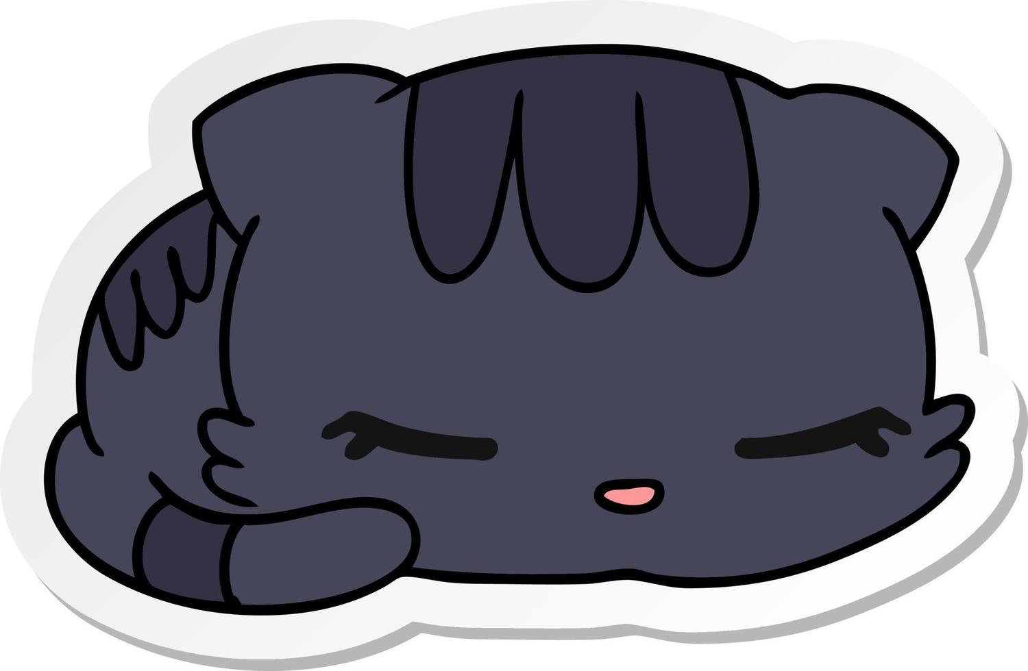 adesivo cartone animato kawaii simpatico gattino addormentato vettore