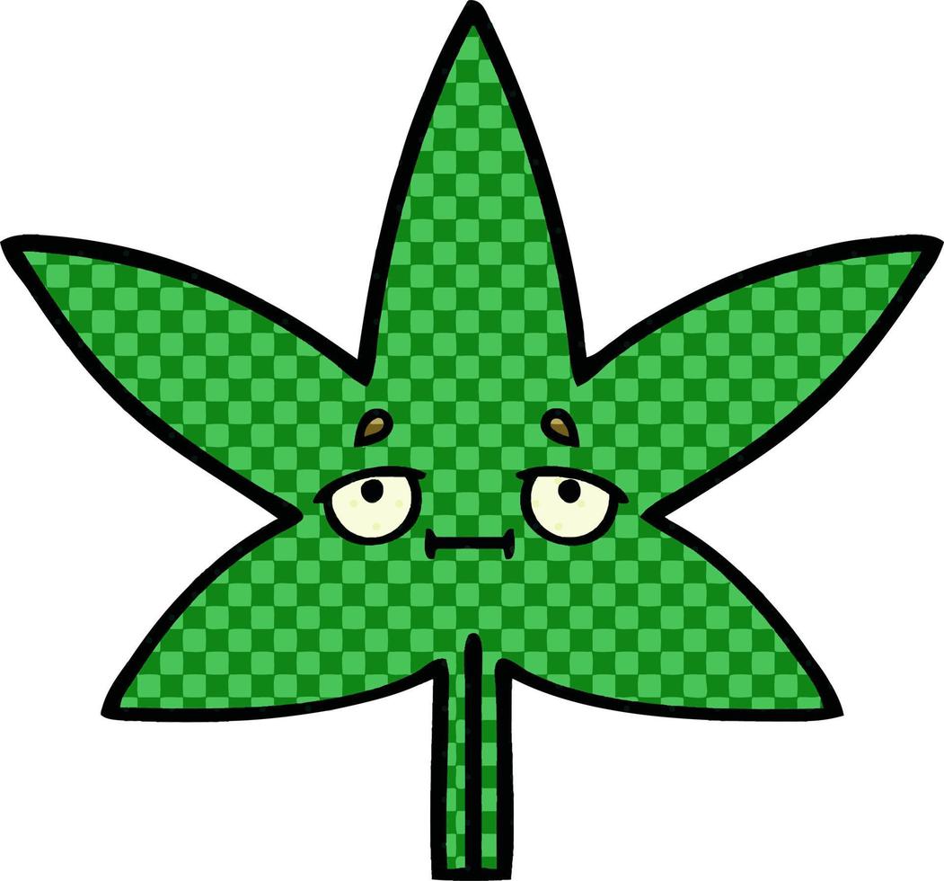 foglia di marijuana del fumetto in stile fumetto vettore