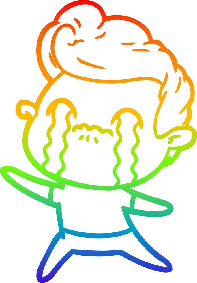 arcobaleno gradiente linea disegno cartone animato uomo che piange vettore