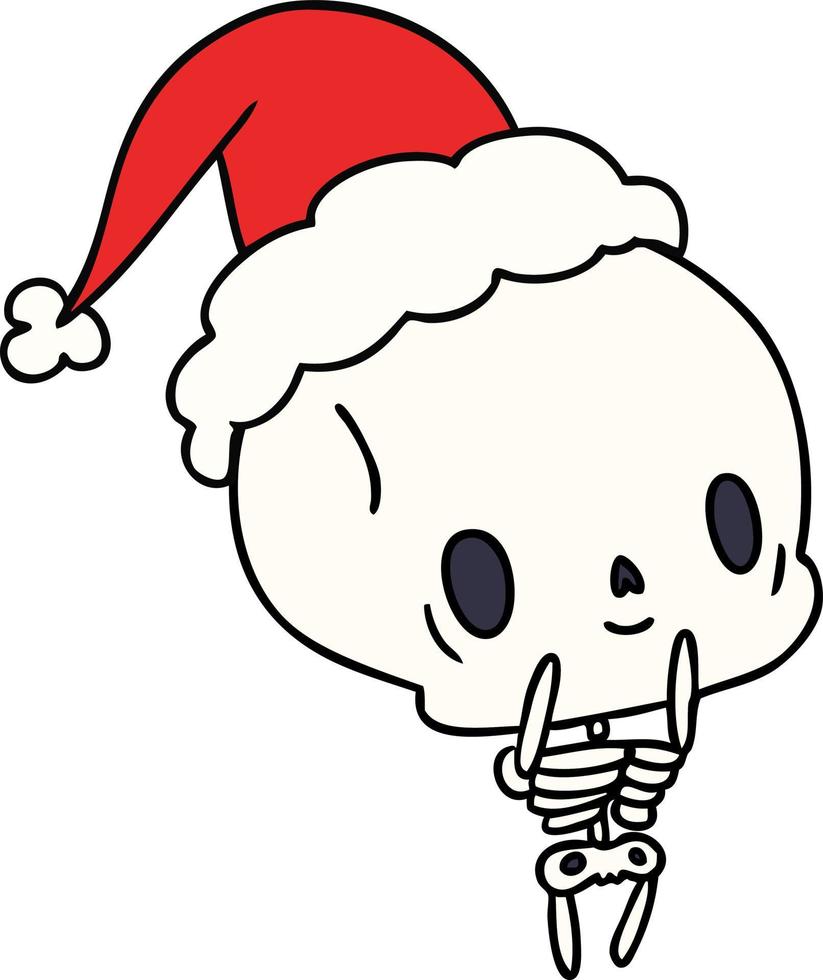 cartone animato di natale dello scheletro kawaii vettore