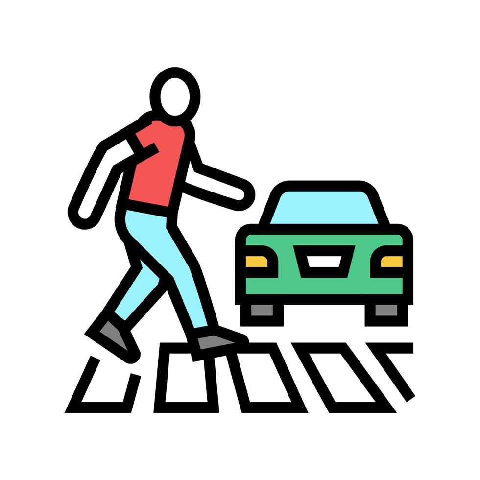 strada di attraversamento umano sull'illustrazione vettoriale dell'icona a colori del passaggio pedonale