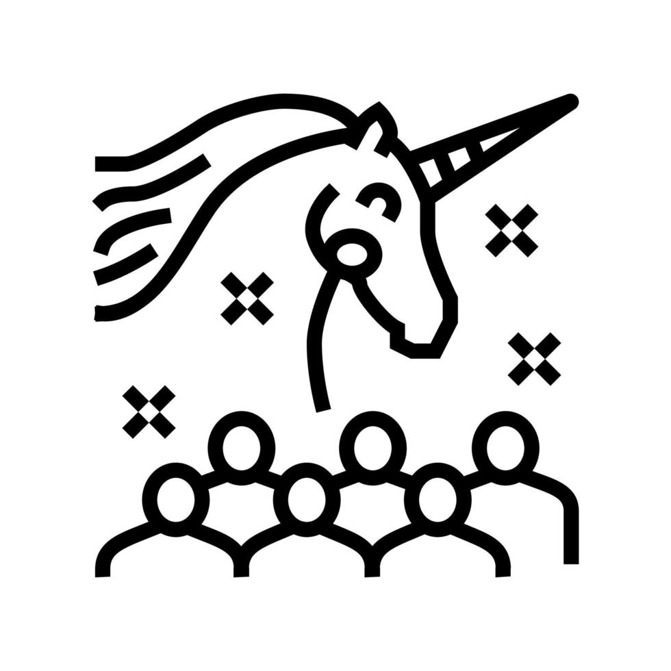 illustrazione vettoriale dell'icona della linea di festa per bambini unicorno