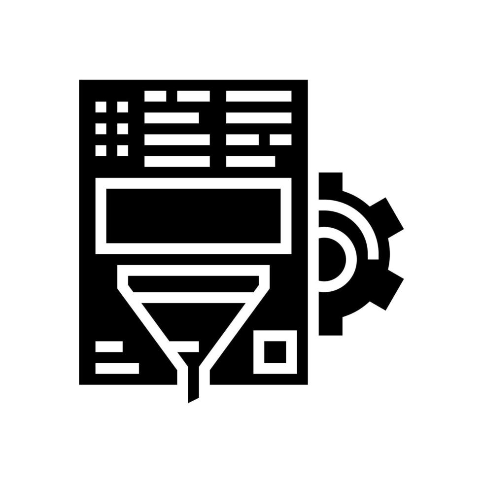 illustrazione vettoriale dell'icona del glifo con informazioni sul filtro del documento