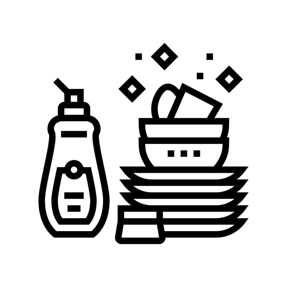 illustrazione vettoriale dell'icona della linea di lavaggio dei piatti