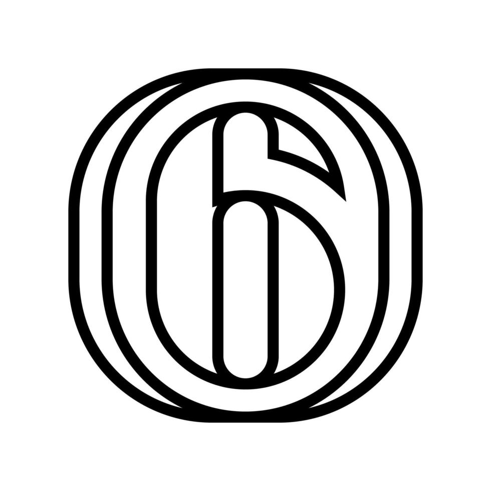 illustrazione vettoriale dell'icona della linea di sei numeri