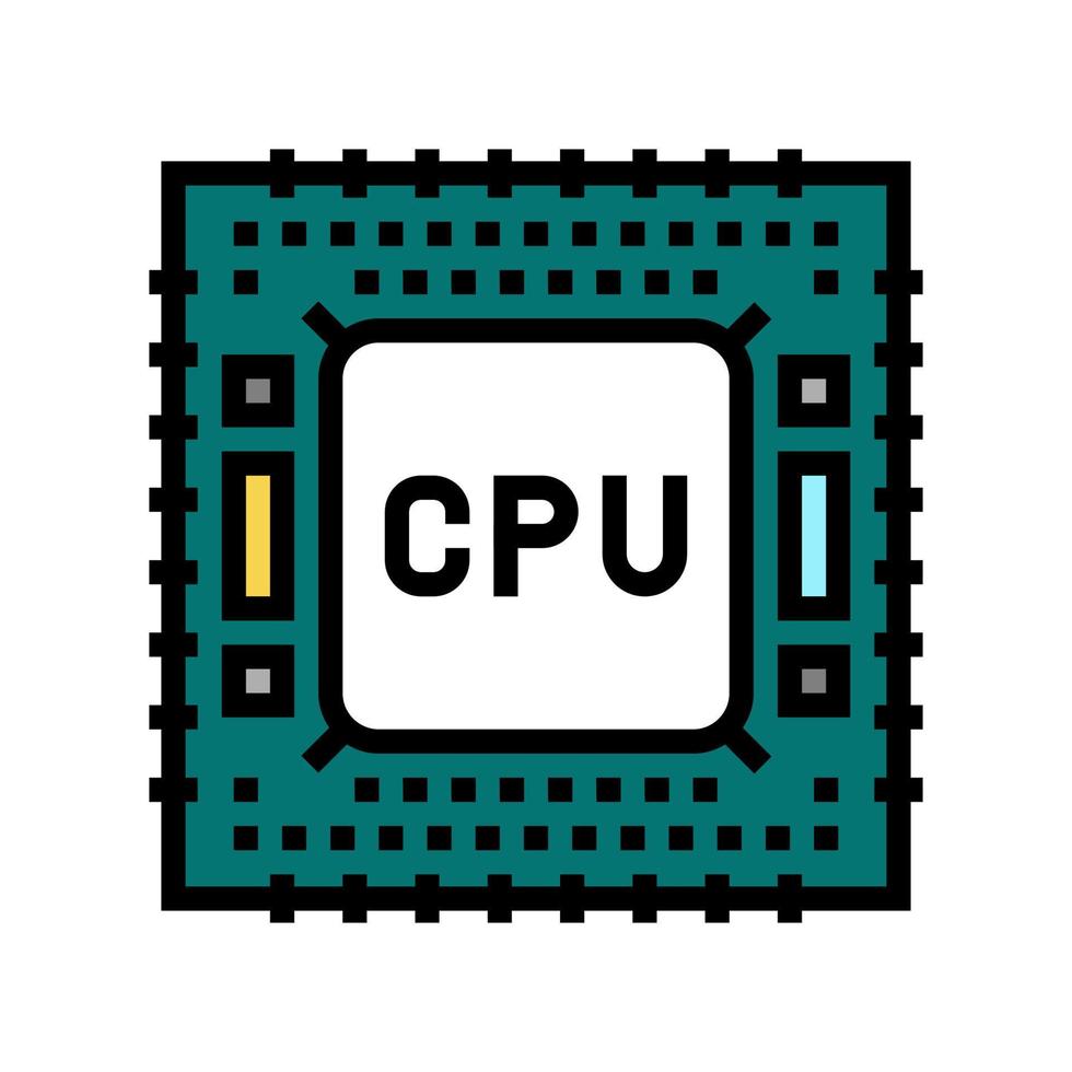 illustrazione vettoriale dell'icona a colori per la produzione di semiconduttori cpu