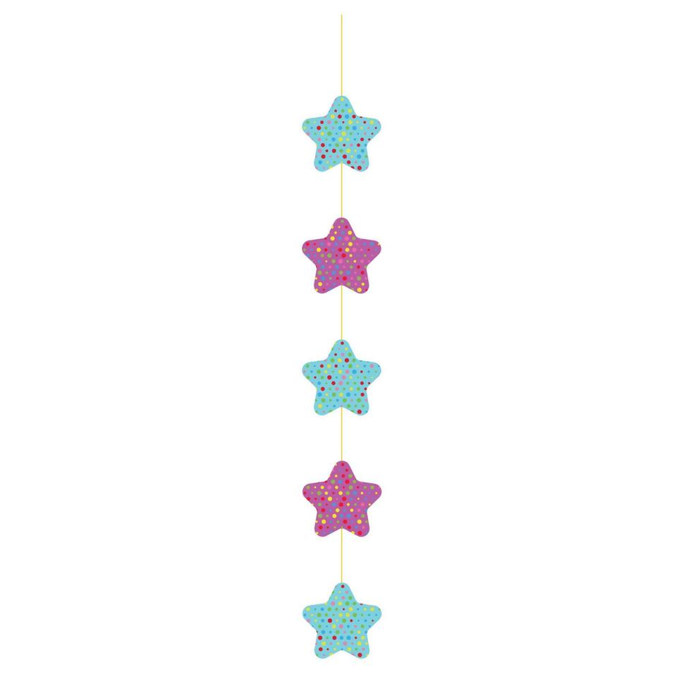 una ghirlanda di stelle rosa e verdi. filo con ornamenti. un attributo festivo. vettore