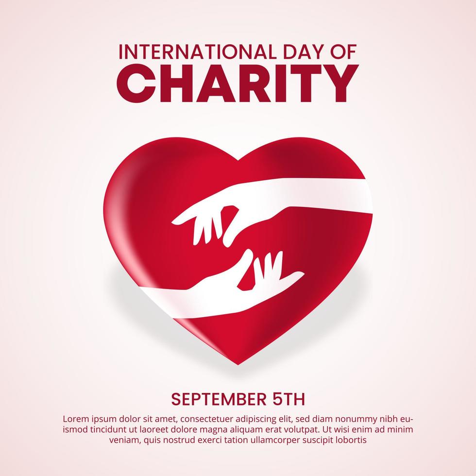 sfondo della giornata internazionale di beneficenza con un'illustrazione del simbolo delle mani di beneficenza vettore