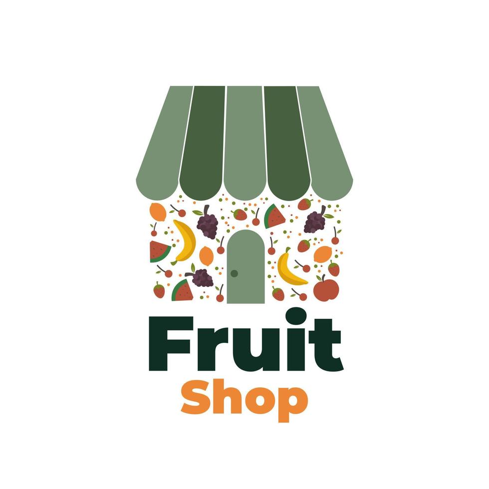 logo dell'illustrazione del negozio di frutta fresca vettore