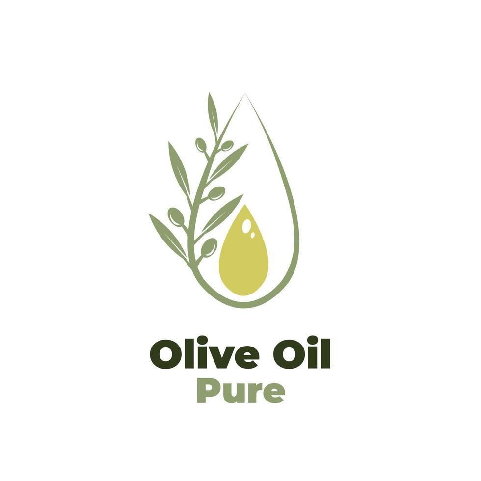 logo dell'illustrazione dell'olio d'oliva puro vettore