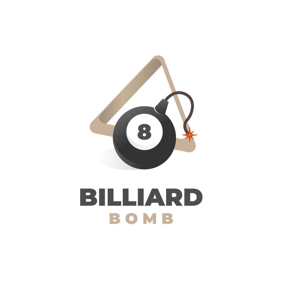 logo nero dell'illustrazione di vettore della bomba della palla da biliardo