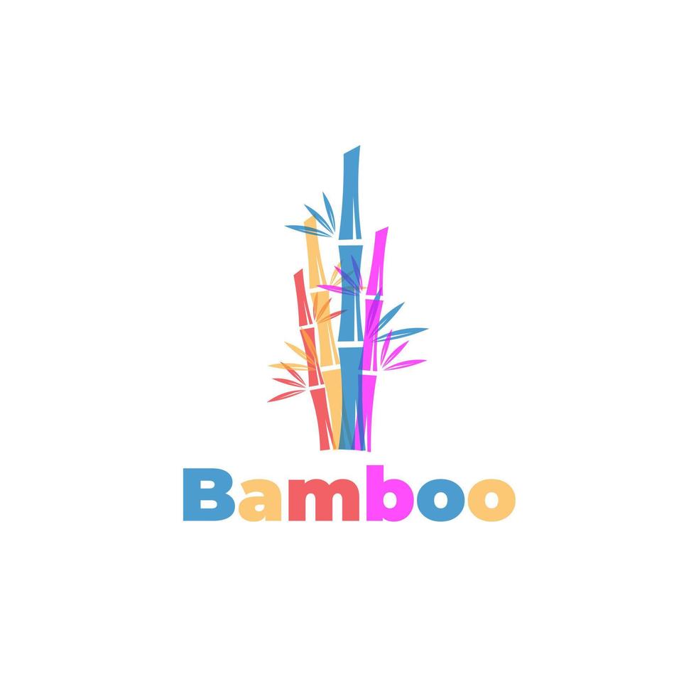 logo di illustrazione vettoriale di bambù sovrapposto colorato
