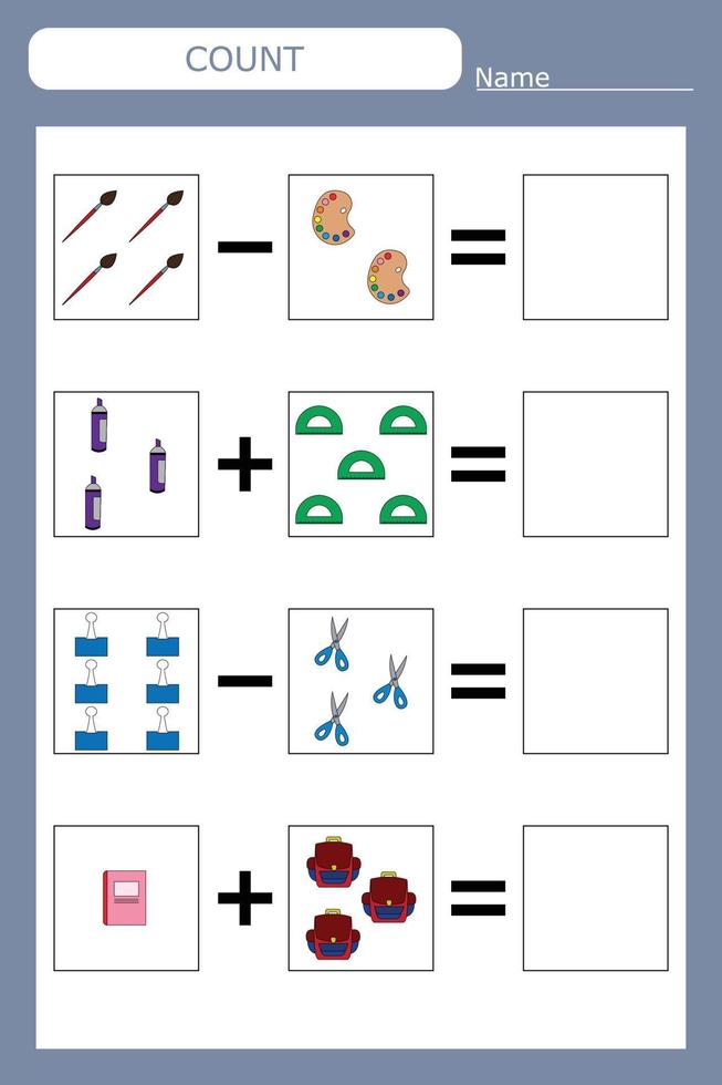 gioco educativo per bambini, ragazzi. . gioco di apprendimento matematica, gioco di conteggio. illustrazione vettoriale per la stampa, pagina