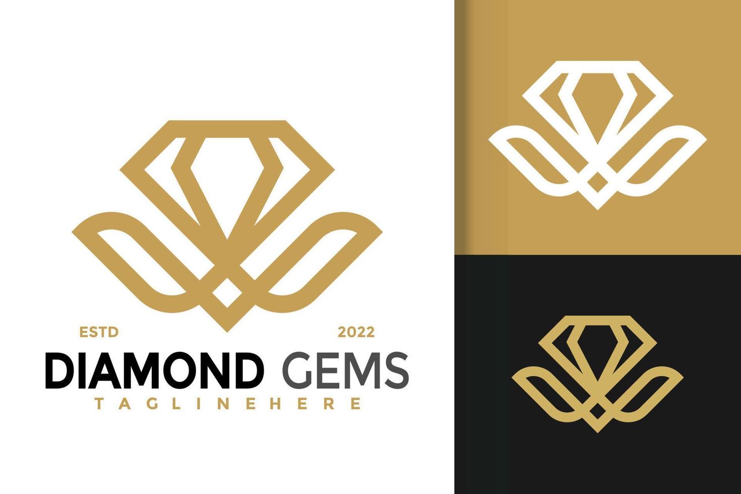 design del logo di gioielli con diamanti, vettore di loghi di identità del marchio, logo moderno, modello di illustrazione vettoriale di disegni logo