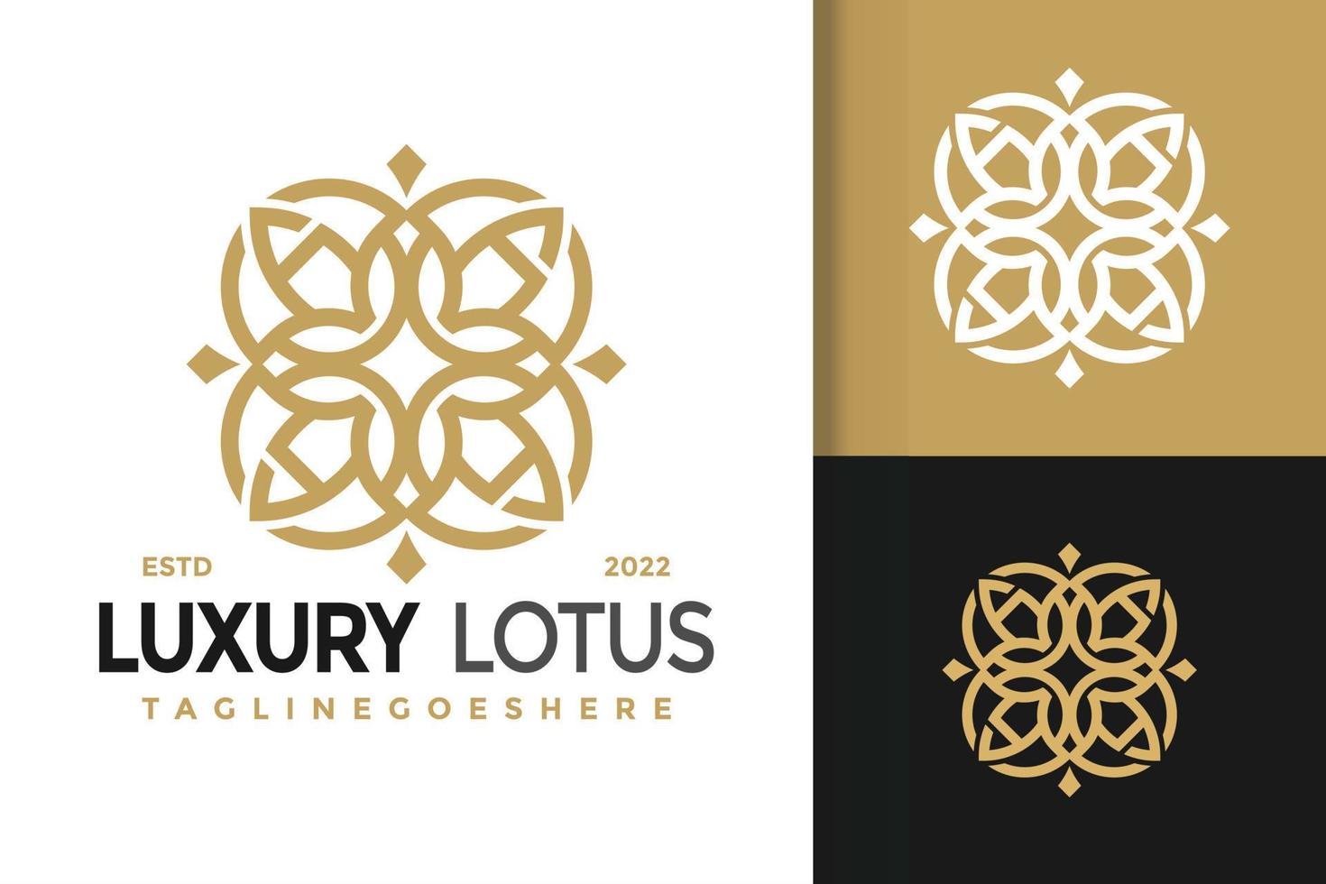 lettera di lusso un design del logo del fiore di loto, vettore dei loghi dell'identità del marchio, logo moderno, modello di illustrazione vettoriale dei disegni del logo
