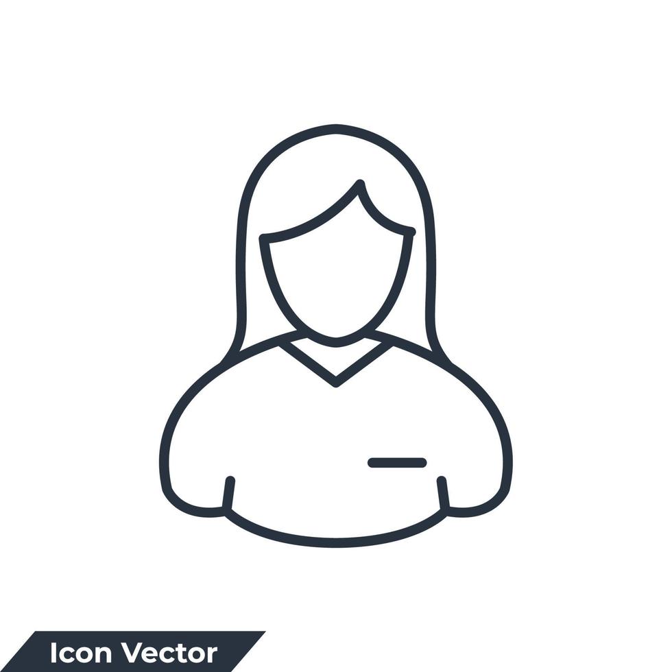illustrazione vettoriale del logo dell'icona di assistenza. modello di simbolo di donna d'affari per la raccolta di grafica e web design