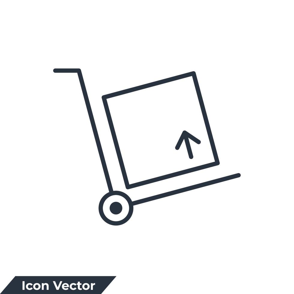 illustrazione vettoriale del logo dell'icona del carrello da carico. modello di simbolo del carrello di consegna dei pacchi per la raccolta di grafica e web design