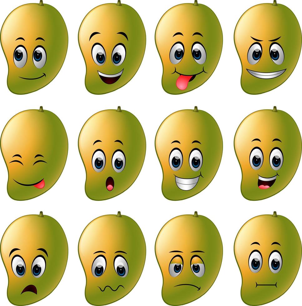 mango con diverse emoticon vettore