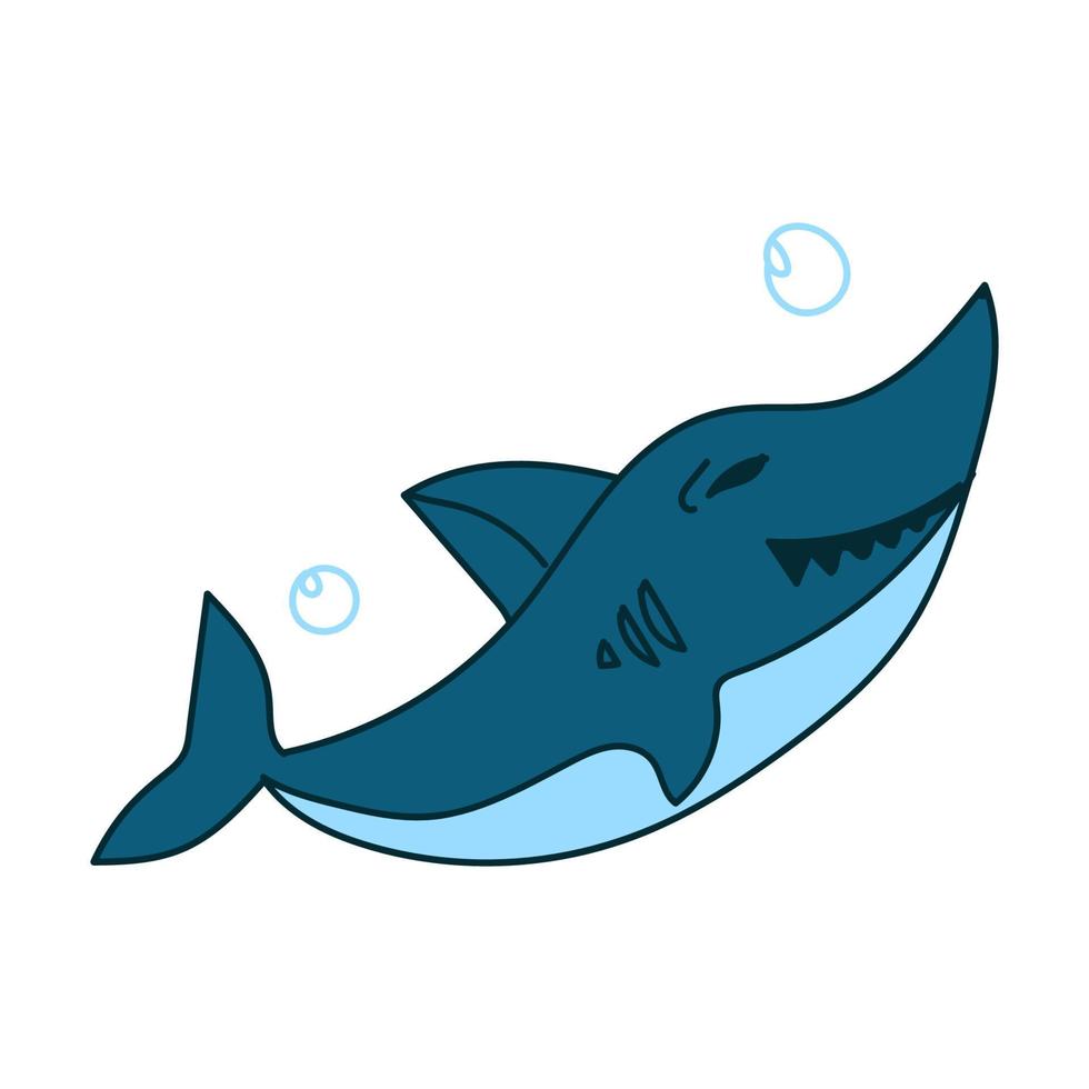 elemento di design illustrazione vettoriale disegnato a mano di squalo