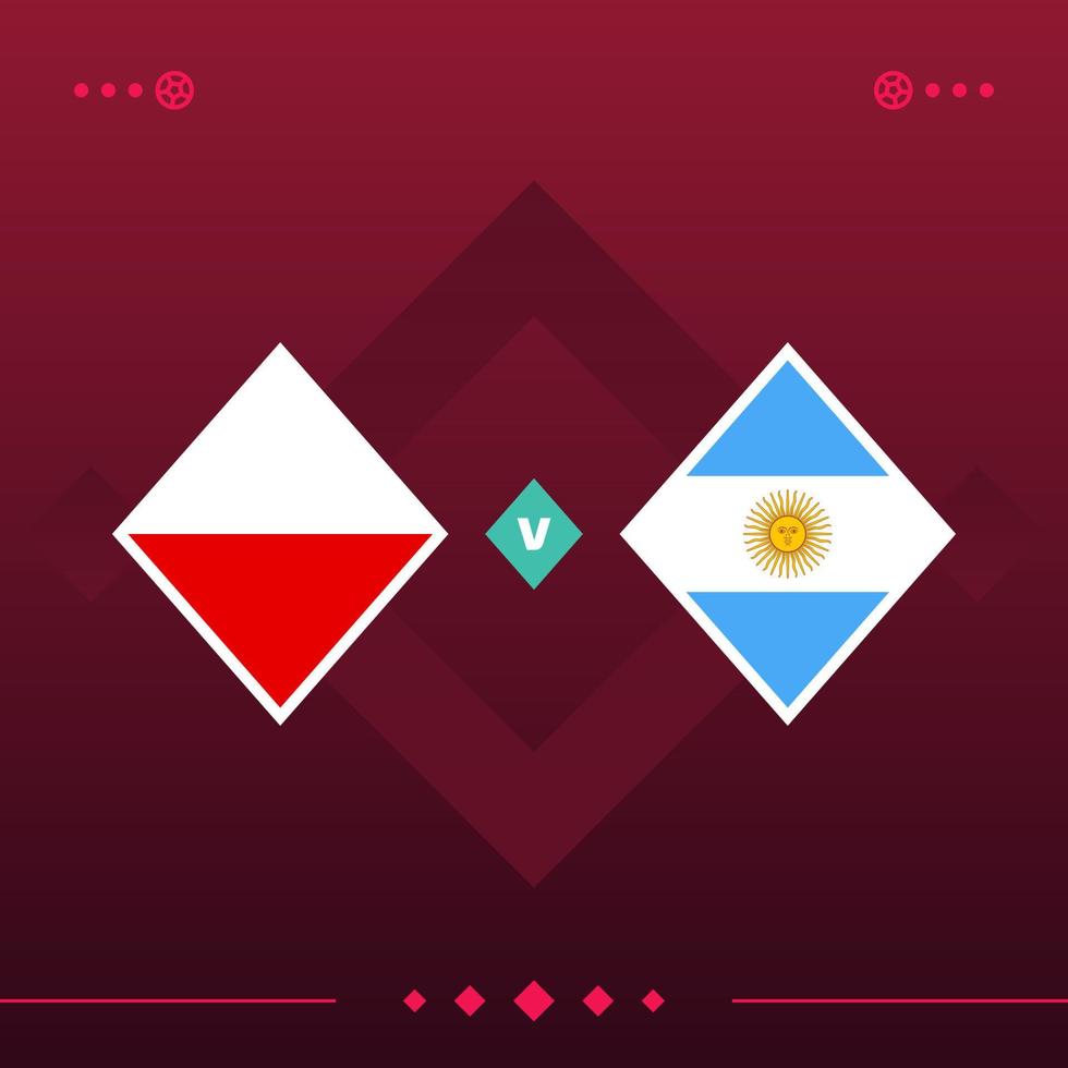 polonia, argentina partita di calcio mondiale 2022 contro su sfondo rosso. illustrazione vettoriale