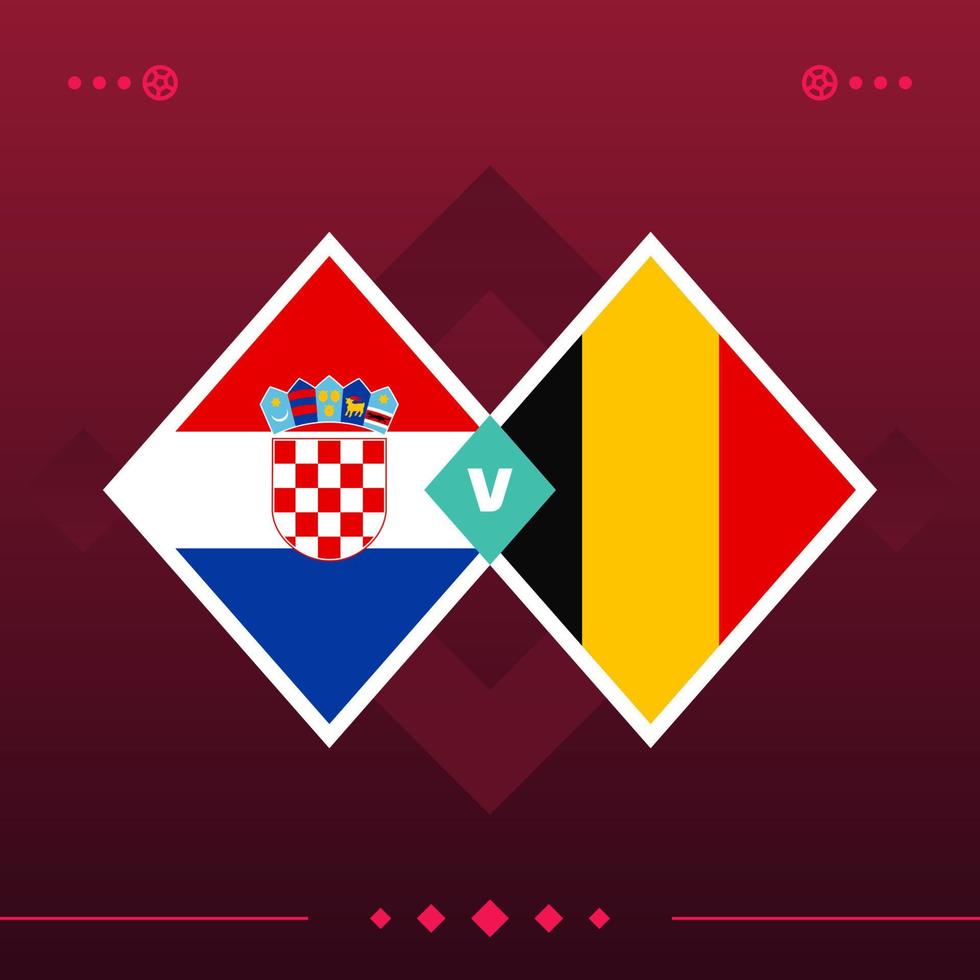 croazia, belgio mondo calcio 2022 partita contro su sfondo rosso. illustrazione vettoriale